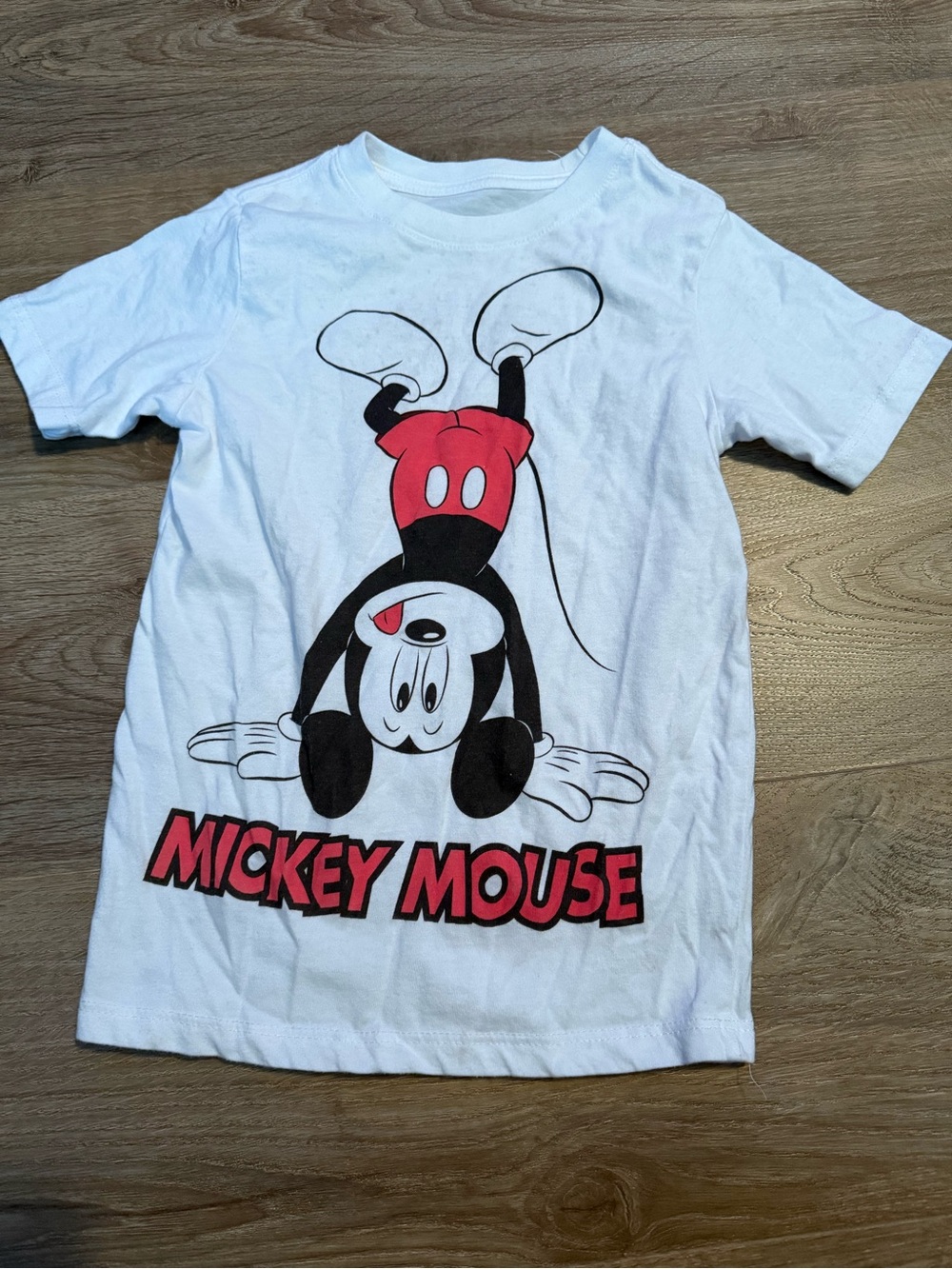Disney White Kids Tee with Red & Black Mickey Graphic